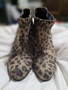 Sam & Libby Leopard Print Ankle Booties - Brown & Black